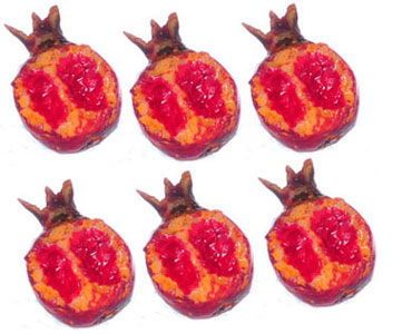 Dollhouse Miniature Pomegranate Cut, 6 Pcs